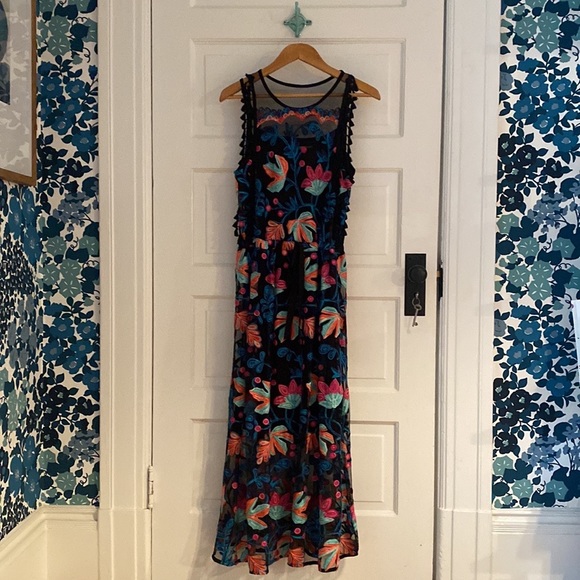 Eva Franco ‘Stevie’ Tasseled & Embroidered Sleeveless Midi Dress 🥳 - Picture 1 of 8